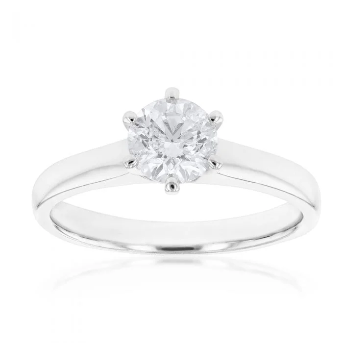 Unique custom engagement ring for women-18ct 1.00 Carat Diamond 6 Claw Solitaire Ring