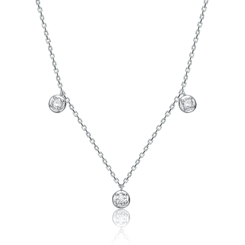 Vintage diamond earrings for women-Caroline Moissanite Raindrop Station Necklace