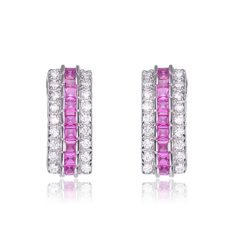 Wedding earrings for women-Monfort Malibu Pink Stud Earrings