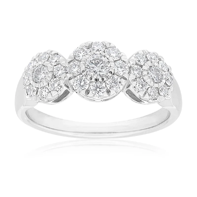 Affordable gold engagement ring for women-Flawless Cut 9ct White Gold with 0.60 carat of Diamonds