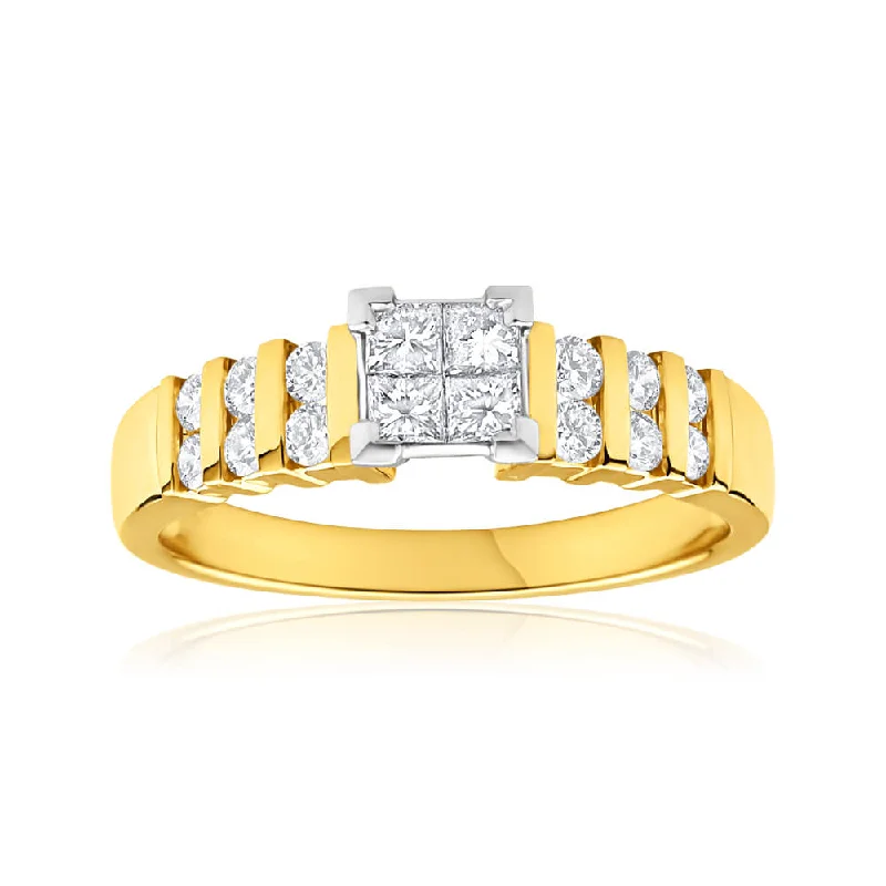 Solitaire engagement ring for women-9ct Yellow Gold & White Gold Ring With 5/8 Carats Of Diamonds