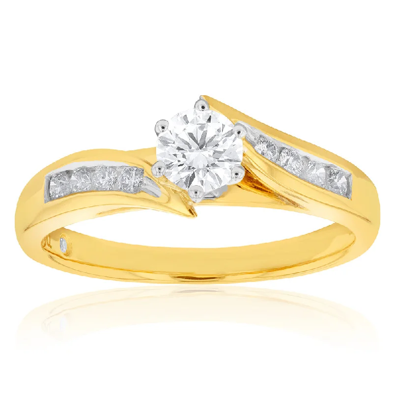 Yellow gold engagement ring for women-1/2 Carat Flawless Cut Diamonds in Classic Design Ring in 18ct Yellow Gold