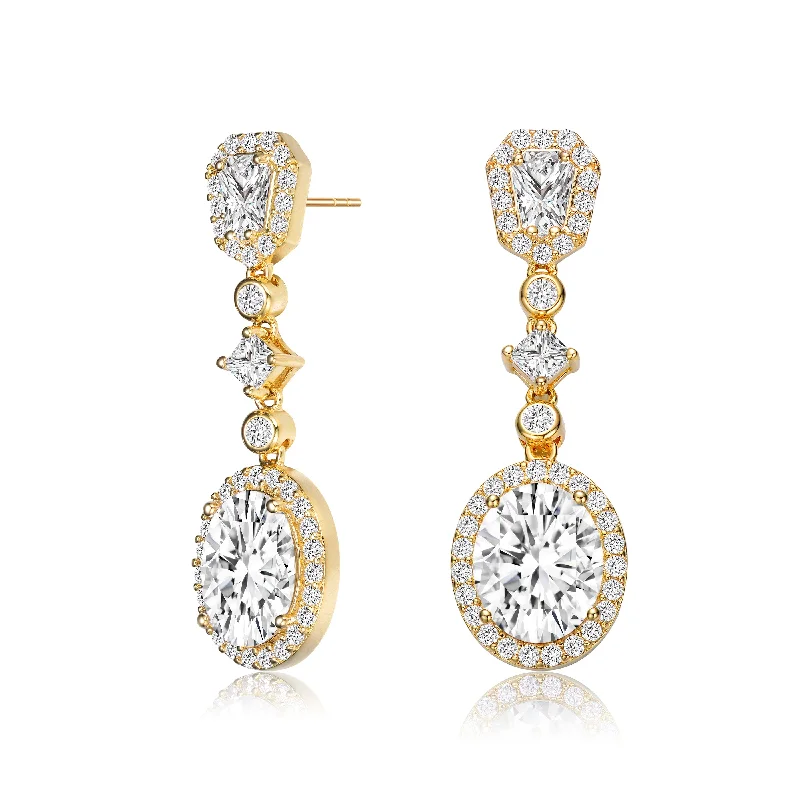 Elegant hoop earrings for women-Antoinette Golden Long Drop Earrings