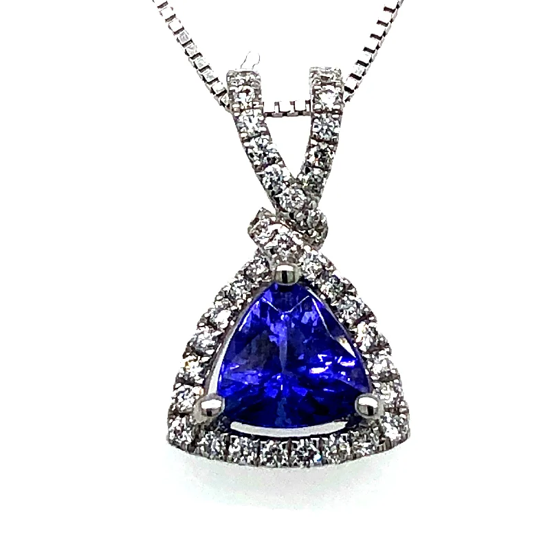 Heart-shaped necklace for women-Tanzanite and Diamonds Pendant