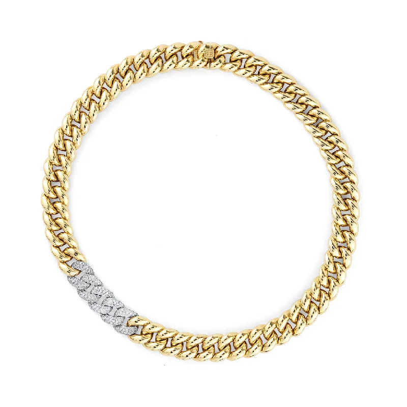 Special occasion necklace for women-Gold & Diamond Large Link Necklace