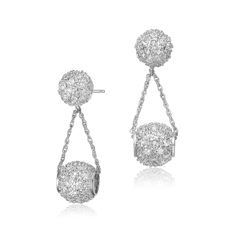 Heart-shaped earrings for women-Elegant Sterling Silver Cubic Zirconia Drop Last Pair Earrings