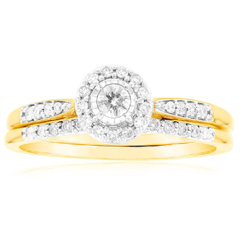 Platinum wedding engagement ring for women-9ct Yellow Gold 1/4 Carat Diamond With 36 Brilliant Cut Diamonds