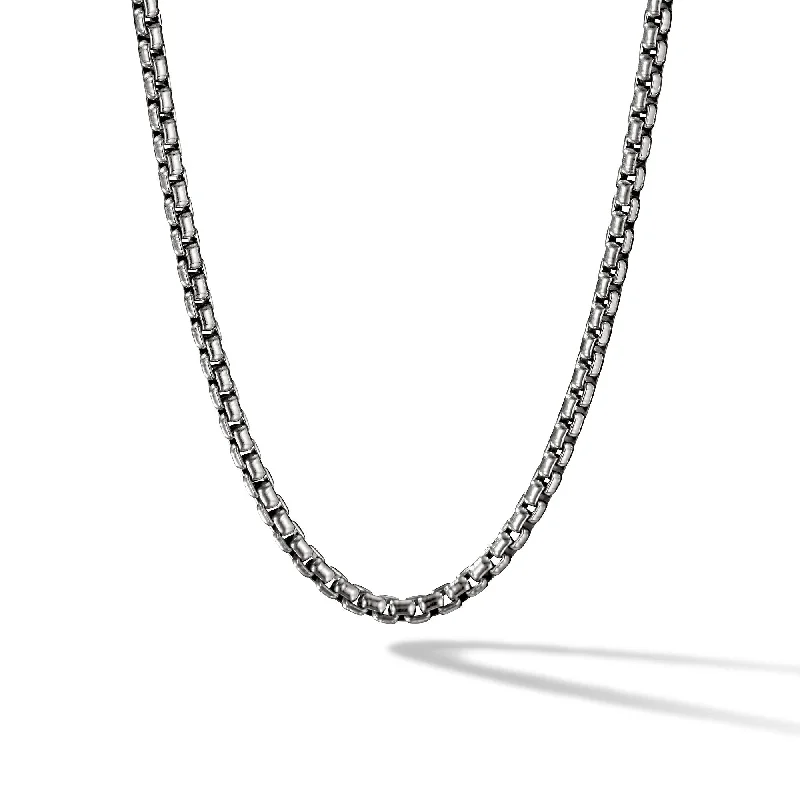 Long pendant necklace for women-Box Chain Necklace in Sterling Silver\, 3.6mm