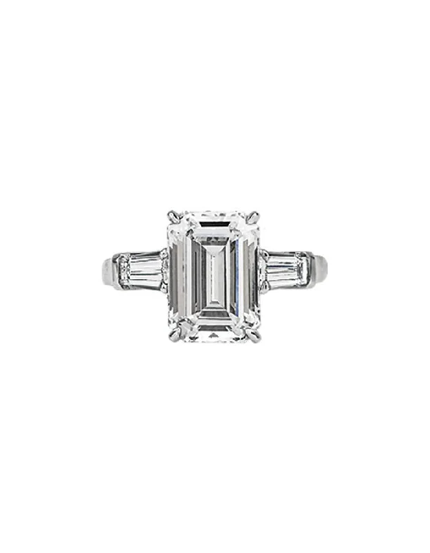 Wedding band engagement ring for women-Emerald Cut Diamond 3.09 Carat - K VS2