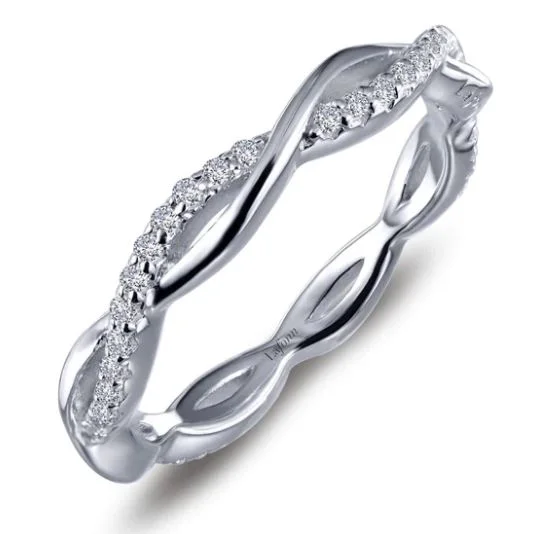 Affordable diamond engagement ring for women-Sterling Silver Simulated Diamond Twist Eternity Band by Lafonn