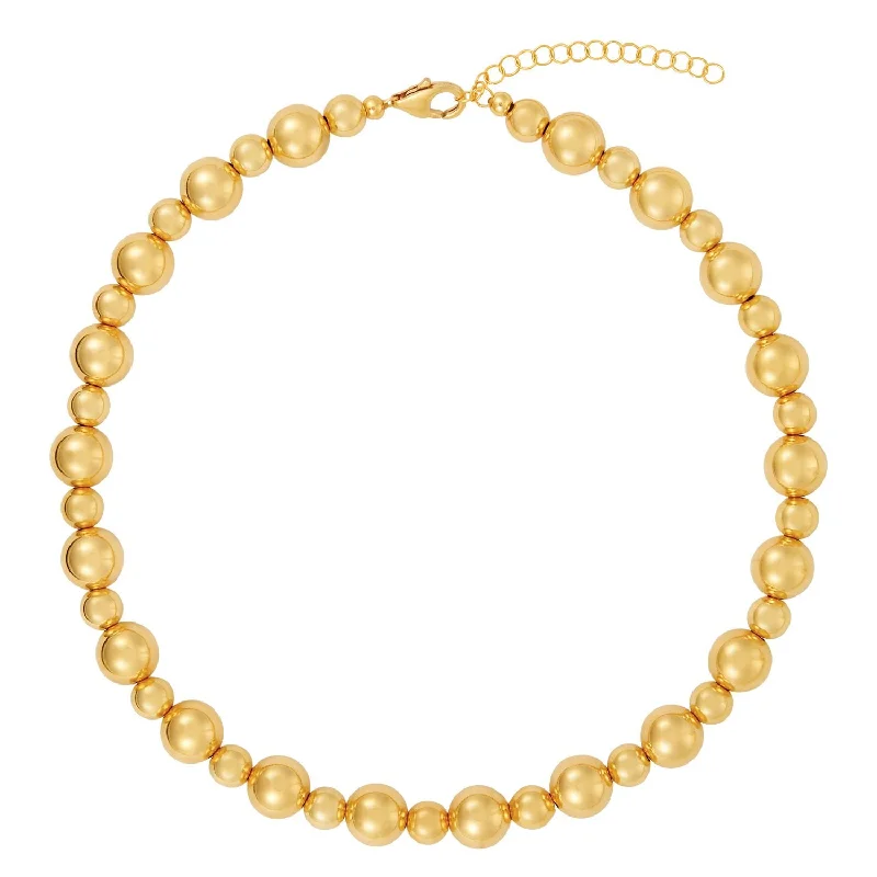 Boho necklace for women-14K Yellow Gold Filled 10mm and 7mm 13"+2" Beaded Necklace