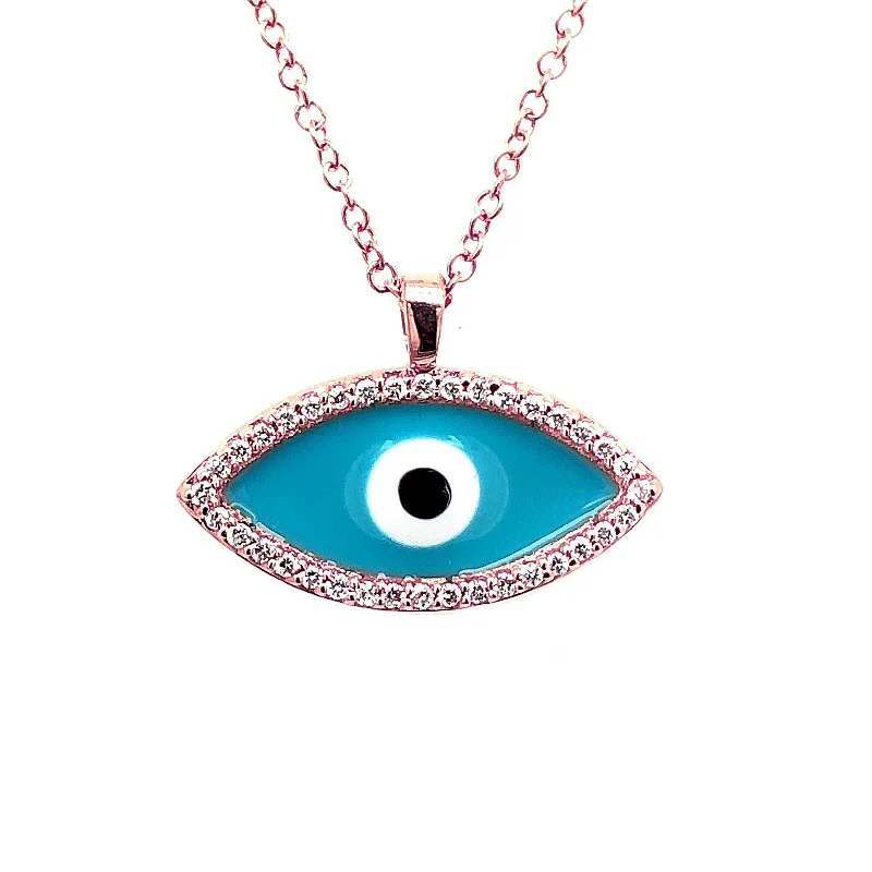 Large pendant necklace for women-Diamond Evileye pendant