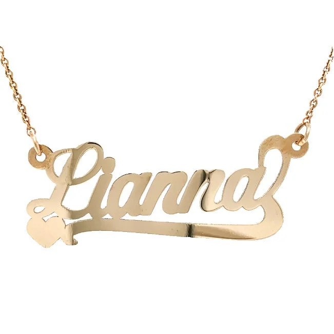 Zodiac necklace for women-10K Y Gold Script Name Necklace