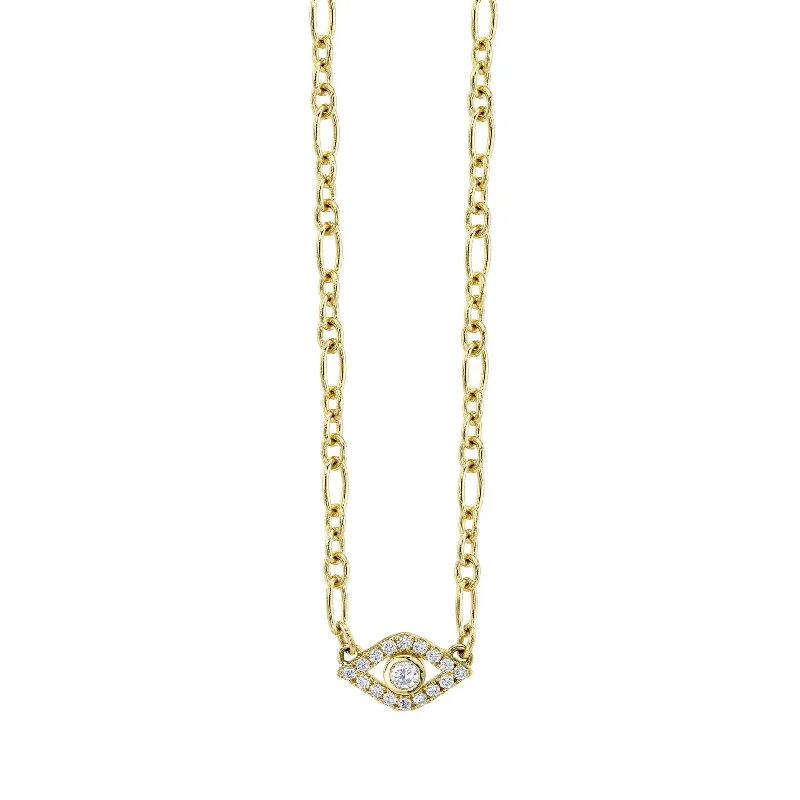 Trendy gold necklace for women-Gold & Diamond Extra Large Bezel Eye Necklace