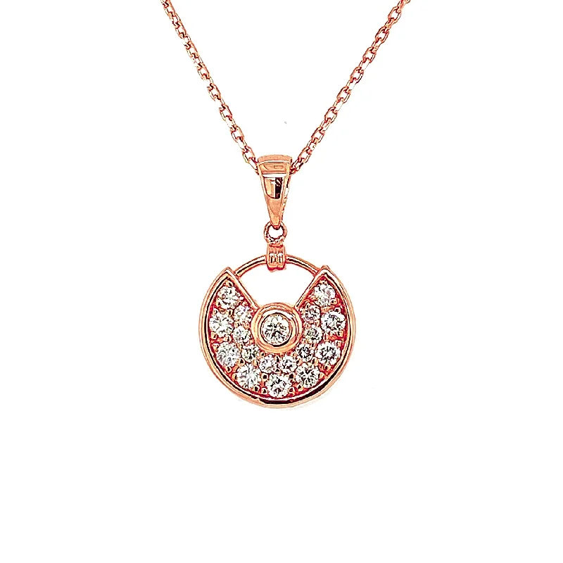 Elegant pearl necklace for women-Rose Gold Diamond Pendant with 1/2 Carat Pave Set Diamonds