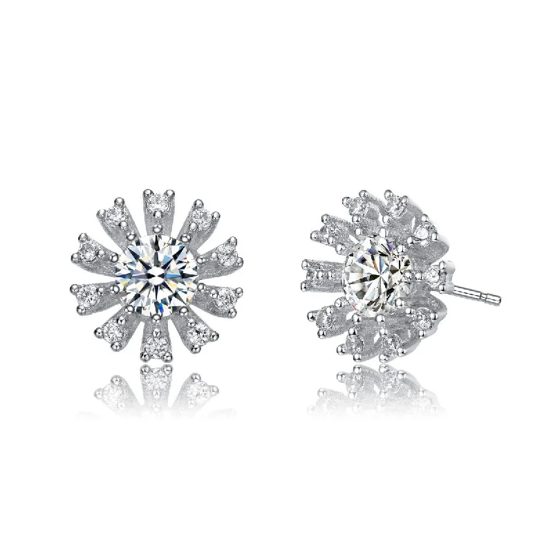 Black diamond earrings for women-Julie Snowflake Flower Stud Earrings