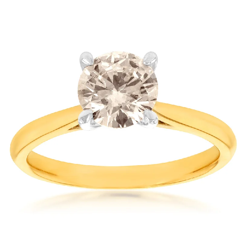 Affordable diamond engagement ring for women-9ct Yellow Gold Solitaire Ring With 1 Carat Australian Diamond