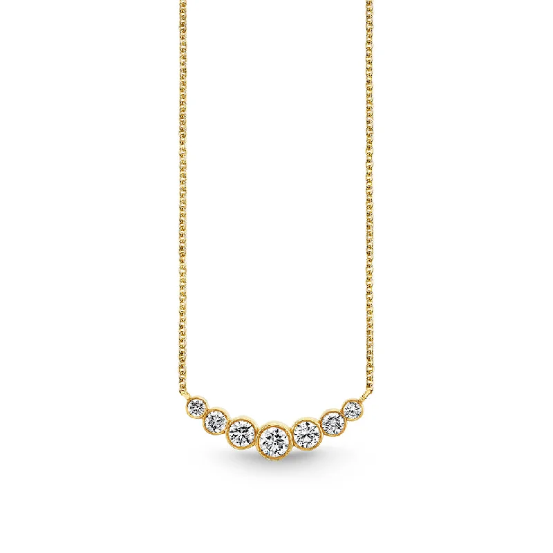 Stylish chain necklace for women-Gold & Diamond Graduated Bezel Necklace