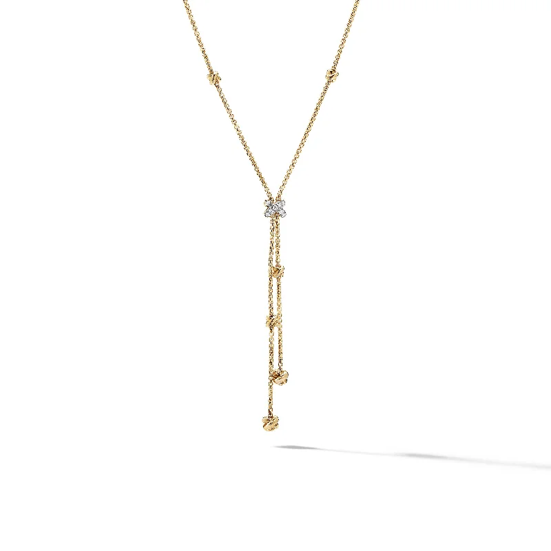 Necklace with colored diamonds for women-Petite Helena Y Necklace in 18K Yellow Gold with Diamonds