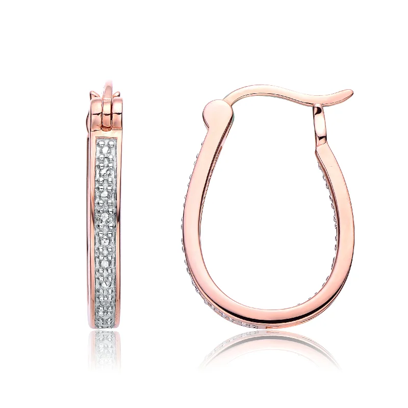 Custom gemstone earrings for women-Cz Rose Gold Hoop Earrings