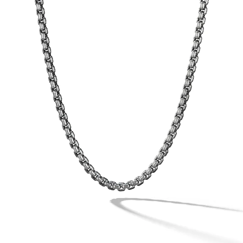 Infinity necklace for women-Box Chain Necklace in Darkened Stainless Steel\, 4mm