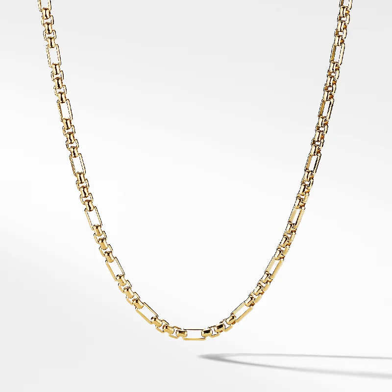 Birthstone and diamond necklace for women-Open Station Box Chain Necklace in 18K Yellow Gold\, 3mm