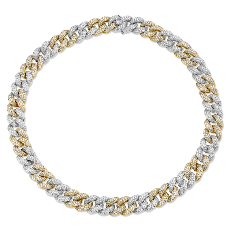 Chain necklace for women-Two-Tone Gold & Diamond Link Necklace