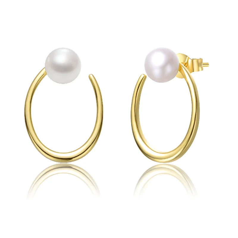 Bridal stud earrings for women-Delphine Mini Golden Pearl Earrings