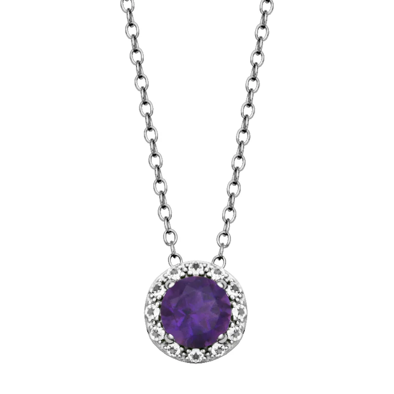 Long chain necklace for women-Sterling Silver Amethyst and White Topaz Necklace