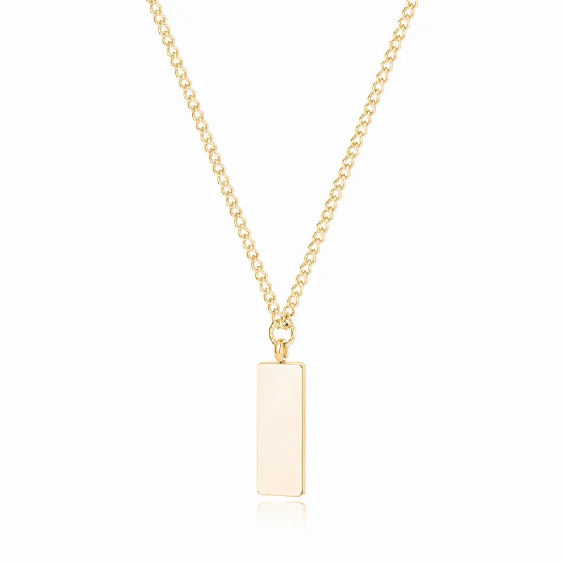 Stylish chain necklace for women-Custom Engraved Minimal Necklace