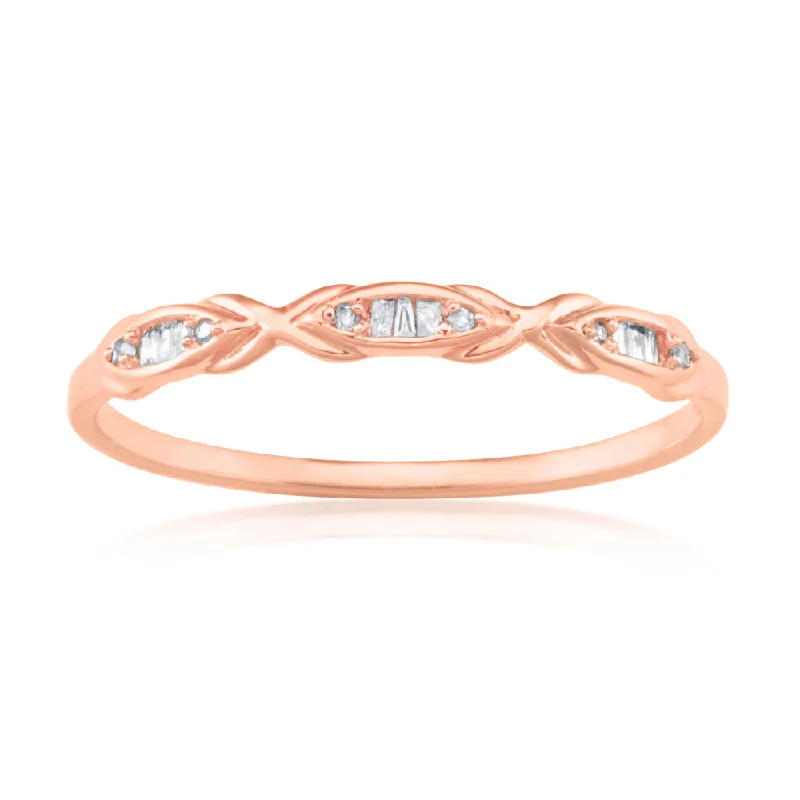 Simple wedding engagement ring for women-9ct Rose Gold Eternity Ring with 15 Diamonds