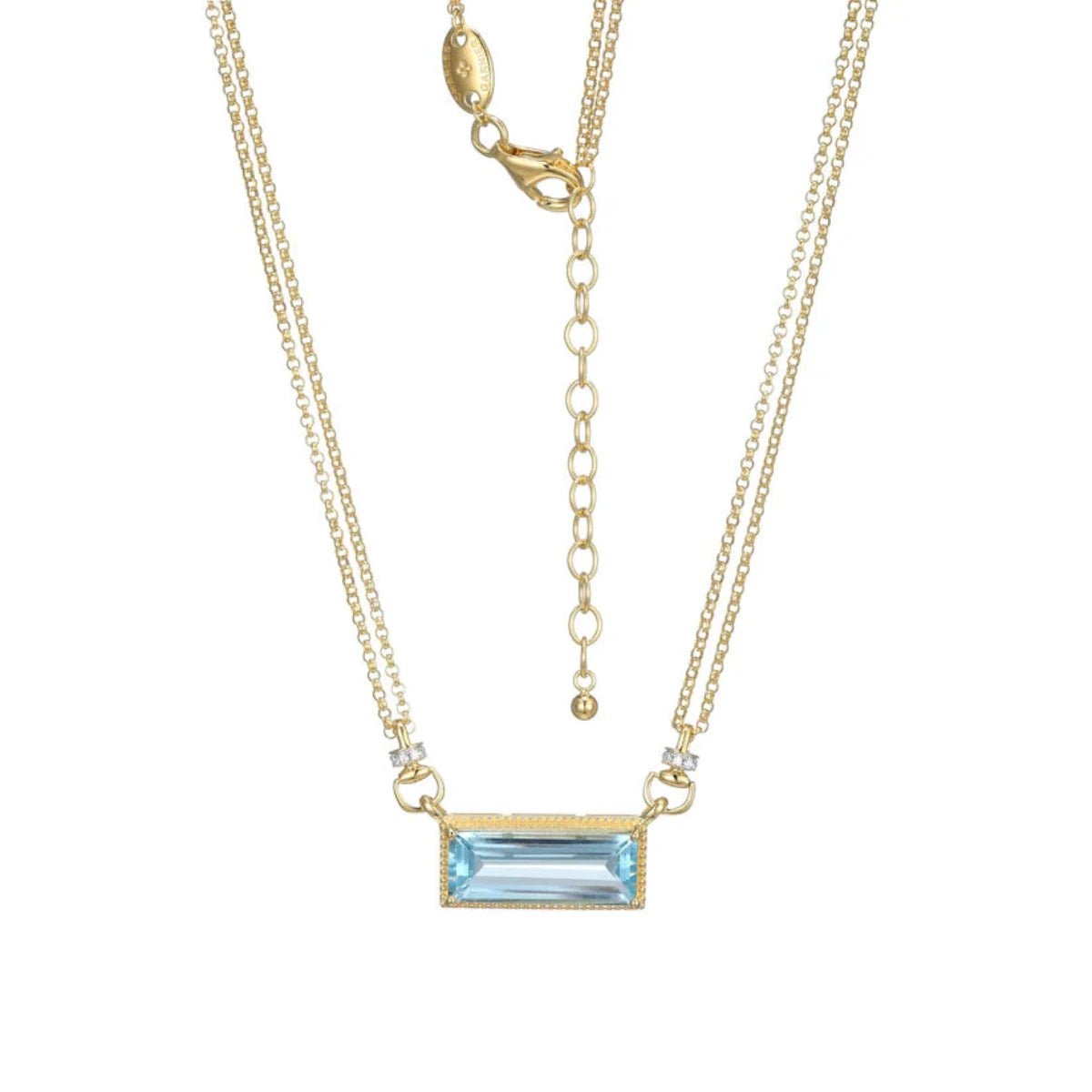 Statement gemstone necklace for women-YGP Sterling CZ Blue Topaz Necklace