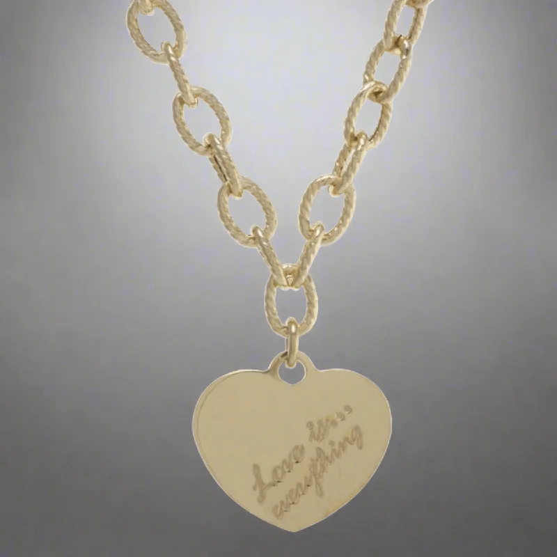 Stylish chain necklace for women-YGP Sterling Link "Love is Everything" on Heart Necklace