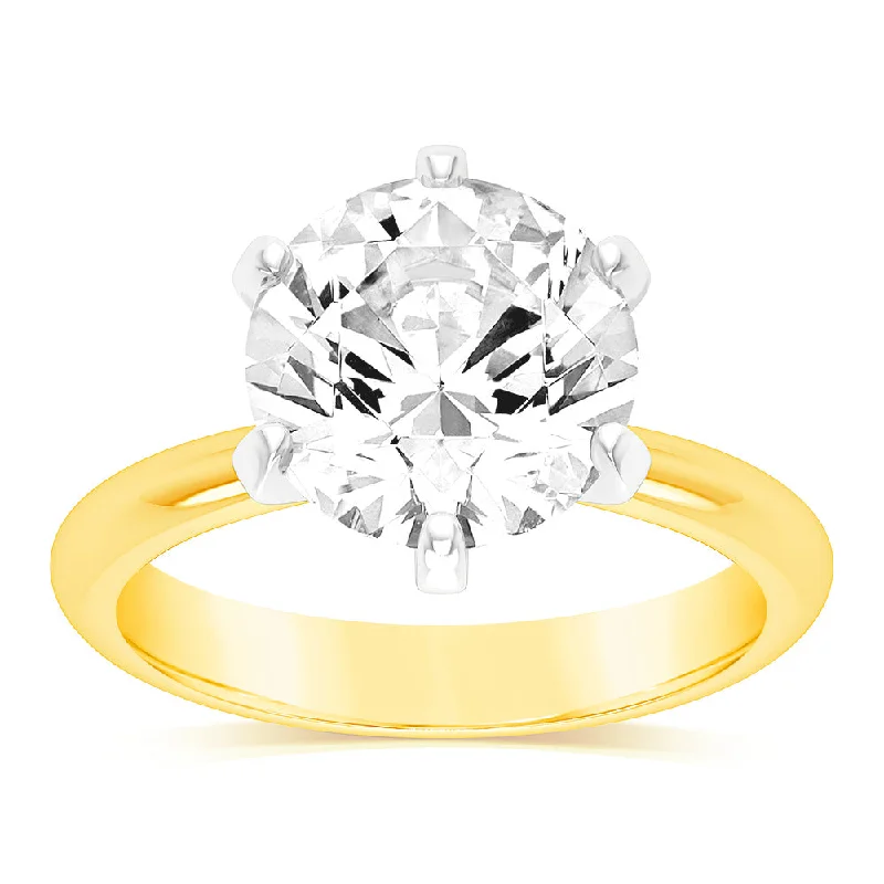 Classic diamond engagement ring for women-Luminesce Lab Grown 18ct Yellow Gold 5 Carat Certified Diamond Solitaire Ring