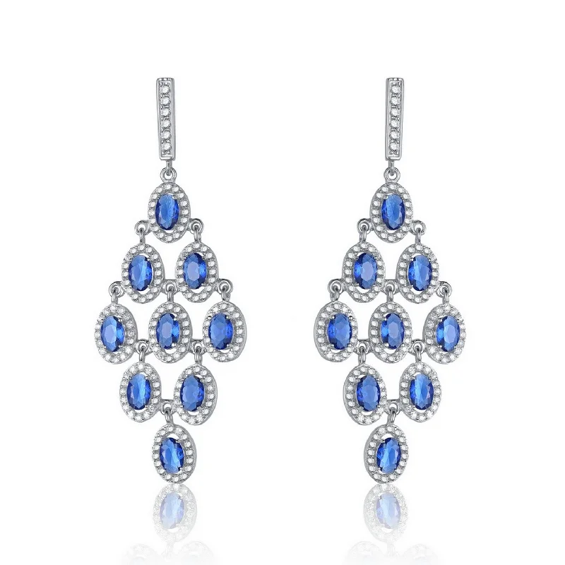 Art deco earrings for women-Dauphine Royal Blue Chandelier Earrings