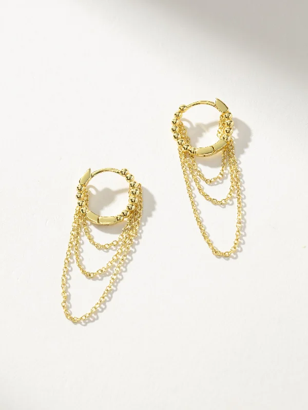 Diamond dangle earrings for women-Chains Huggies