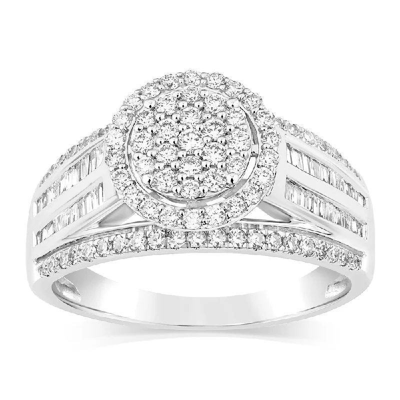 Ruby engagement ring for women-Luminesce Lab Grown 10ct White Gold Ring in 1 Carat Diamond