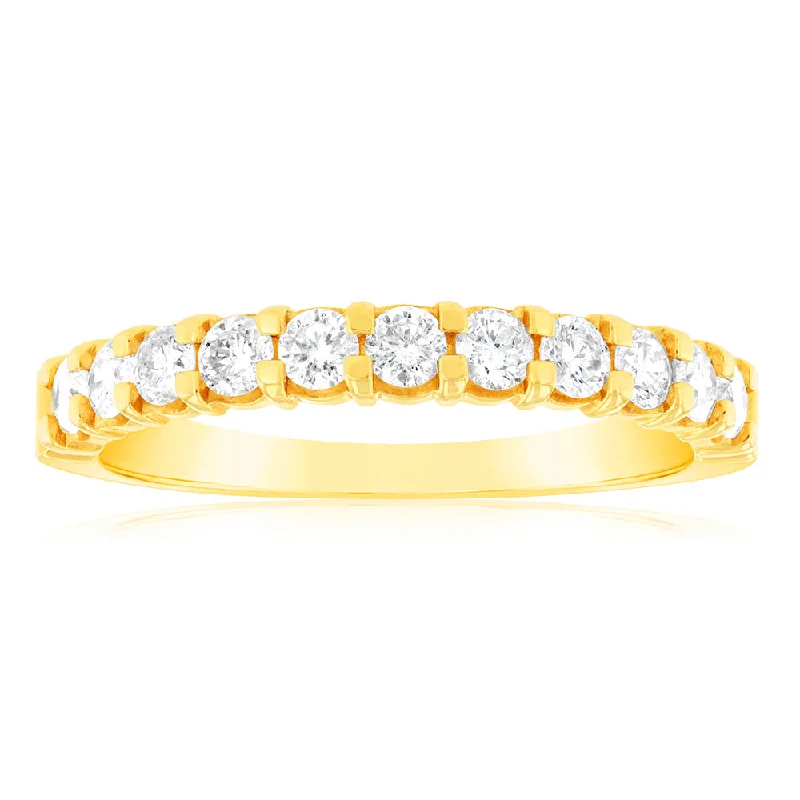 Yellow diamond engagement ring for women-18ct Yellow Gold Ring With 1/2 Carats Of Diamonds Set with 11 Diamonds