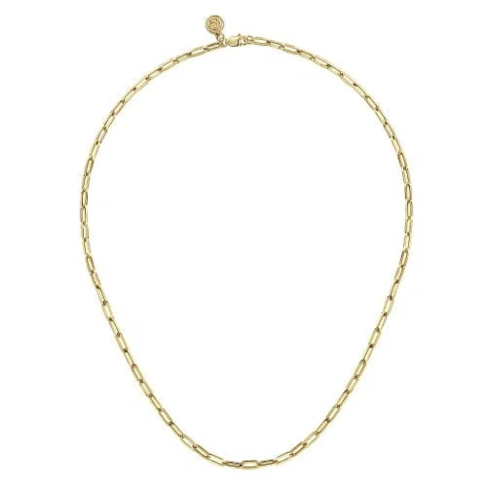 Custom pendant necklace for women-14K Y Gold 17" Hollow Paperclip Chain Necklace