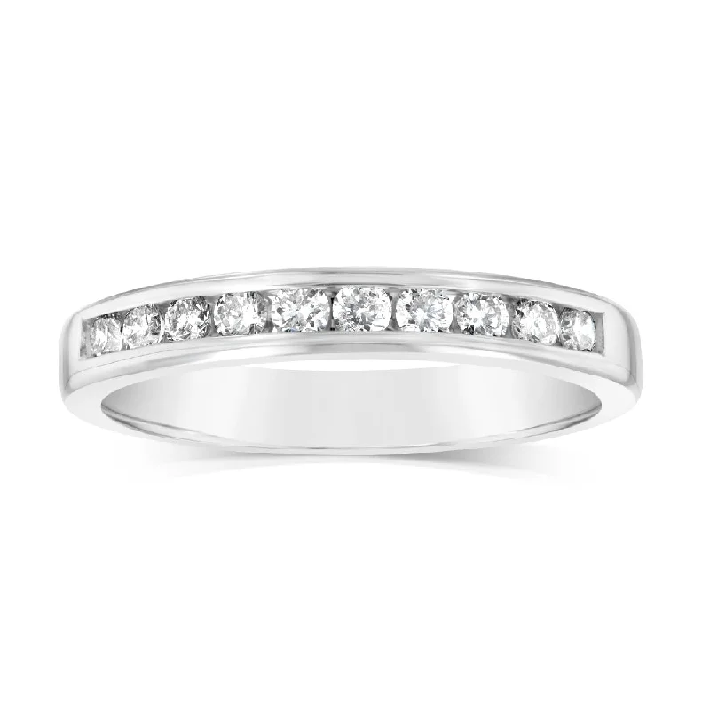 Engagement ring with baguette diamond for women-9ct White Gold 1/3 Carat Diamond Eternity Ring with 10 Brilliant Cut Diamonds