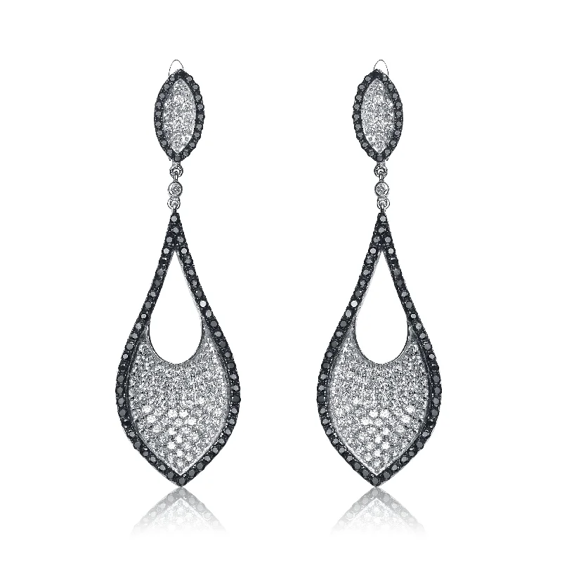 Birthstone earrings for women-Elise Black And Rhodium Plated Earrings