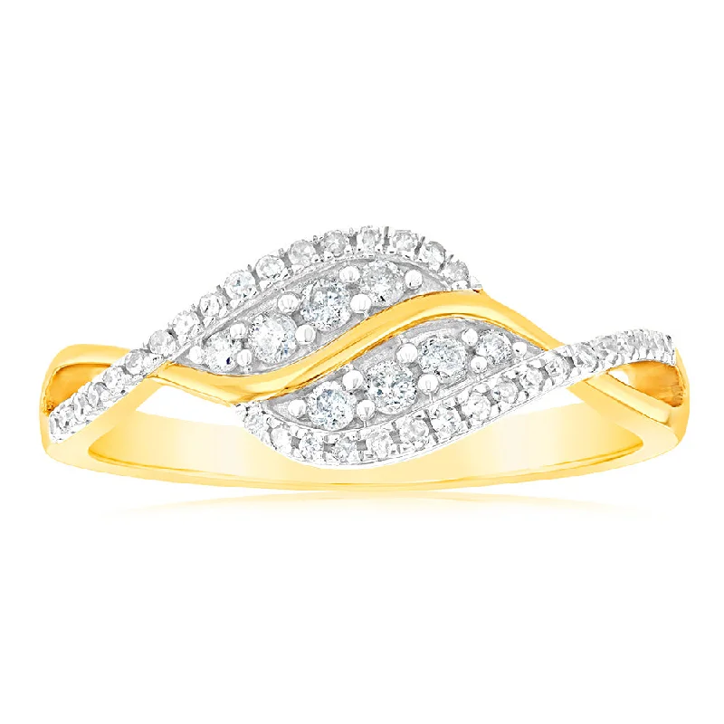 Custom rose gold engagement ring for women-1/4 Carat Diamond Swirl Ring in 9ct Yellow Gold