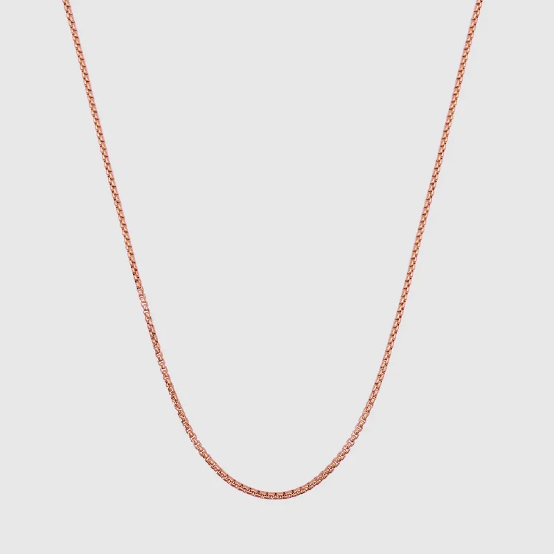 Adjustable chain necklace for women-Round Box Chain (Rose Gold) 2mm