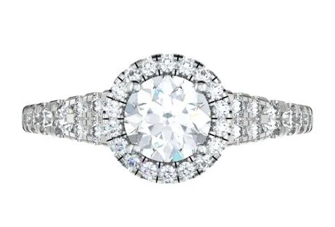 Engagement ring with three stones for women-Diamond Semi-Mount Rings (Temp/No center)