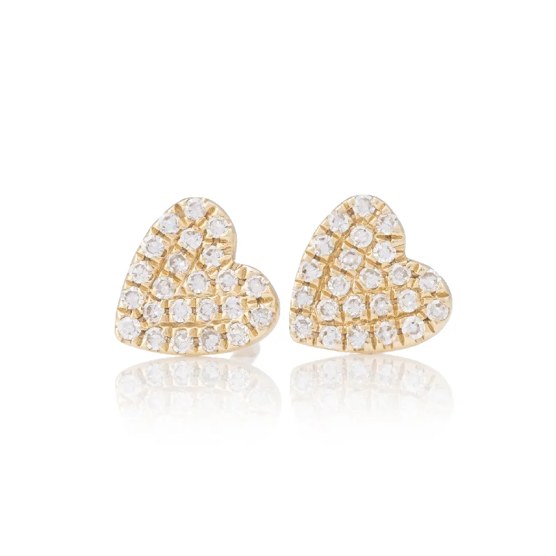 Silver earrings for women-Petite Pave Heart Earrings