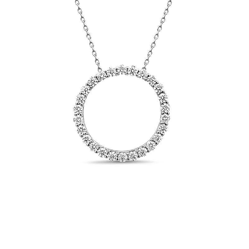 Engagement necklace for women-Classic Diamond Circle Pendant