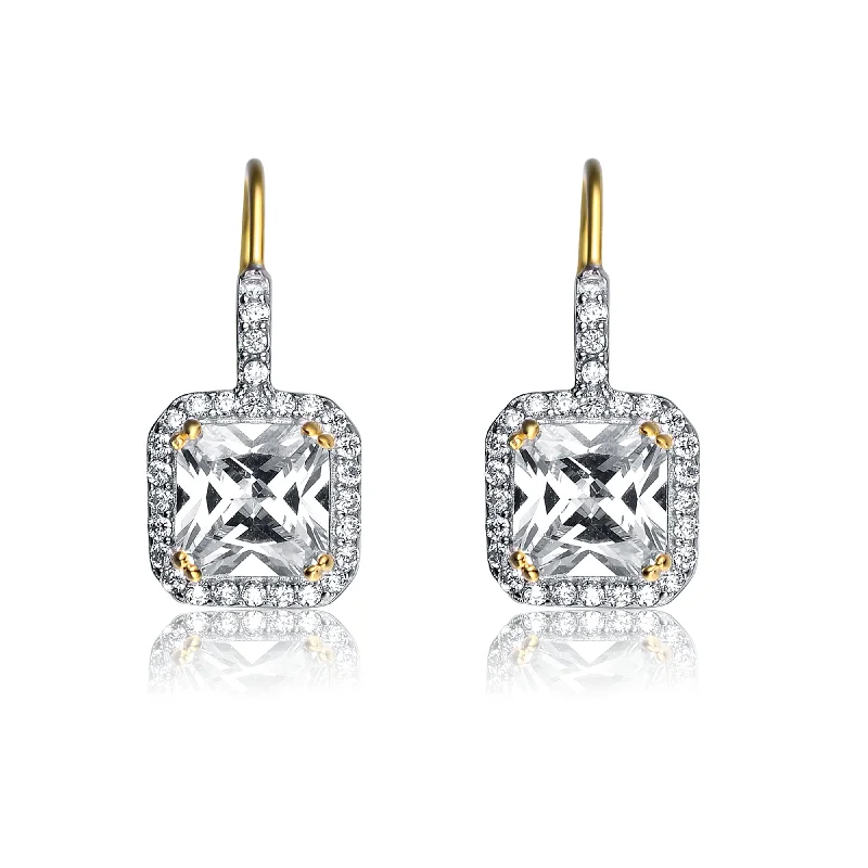 Casual earrings for women-Sterling Silver Cubic Zirconia Drop Earrings