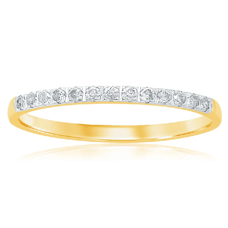 Art deco diamond engagement ring for women-9ct Yellow Gold Eternity Ring with 13 Diamonds