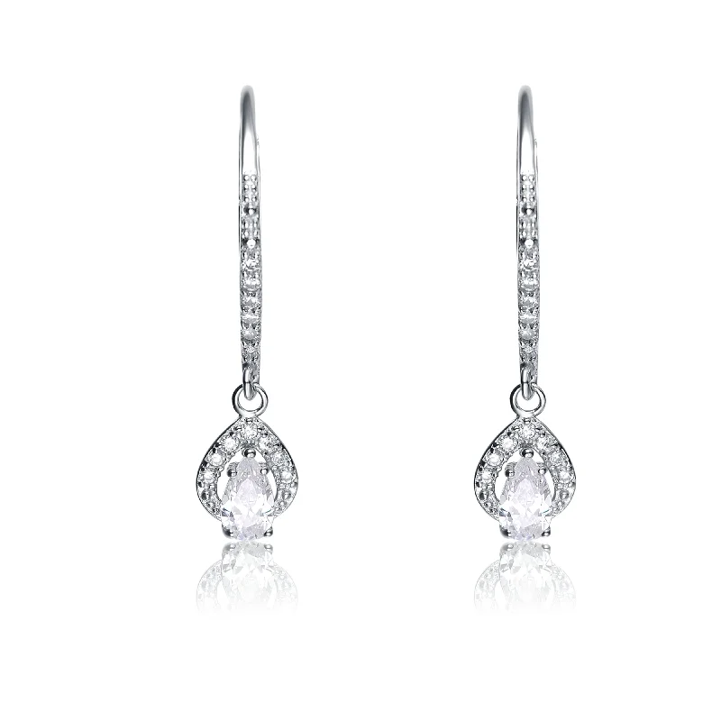 Silver earrings for women-Sterling Silver Cubic Zirconia Dangle Earrings