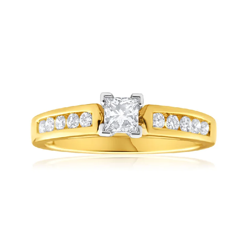 Platinum engagement ring for women-9ct Yellow Gold & White Gold Ring With 0.5 Carats Of Diamonds